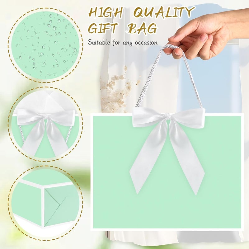JMANNI Gift Bags, Large Gift Bags, 1Pcs Paper Gift Bag with 2 Tissue Paper and 1 Greeting Cards, Present Bags with Handles for Women Girls Bridesmaid Birthday Valentines Wedding Party (Green) - Image 3